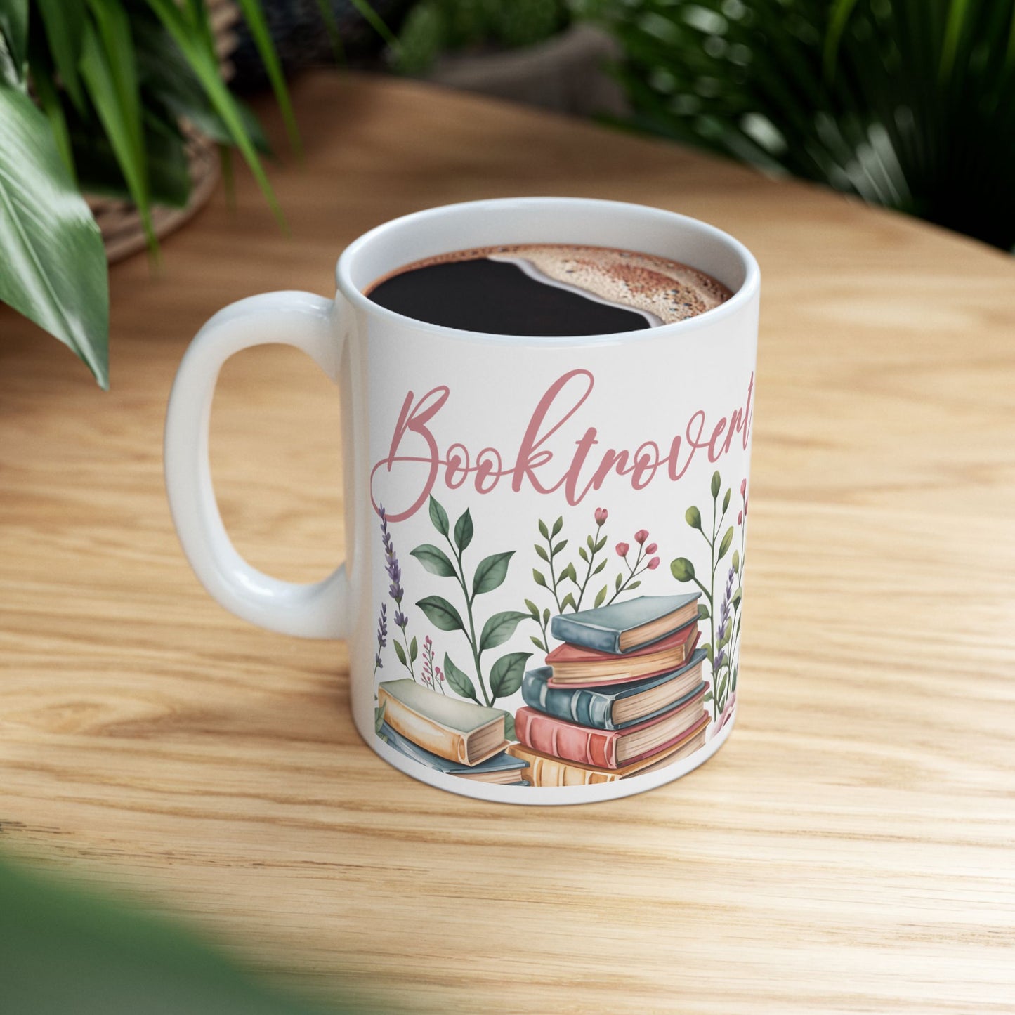 Booklover Floral Ceramic Mug — "Introvert Booklover" 11oz & 15oz
