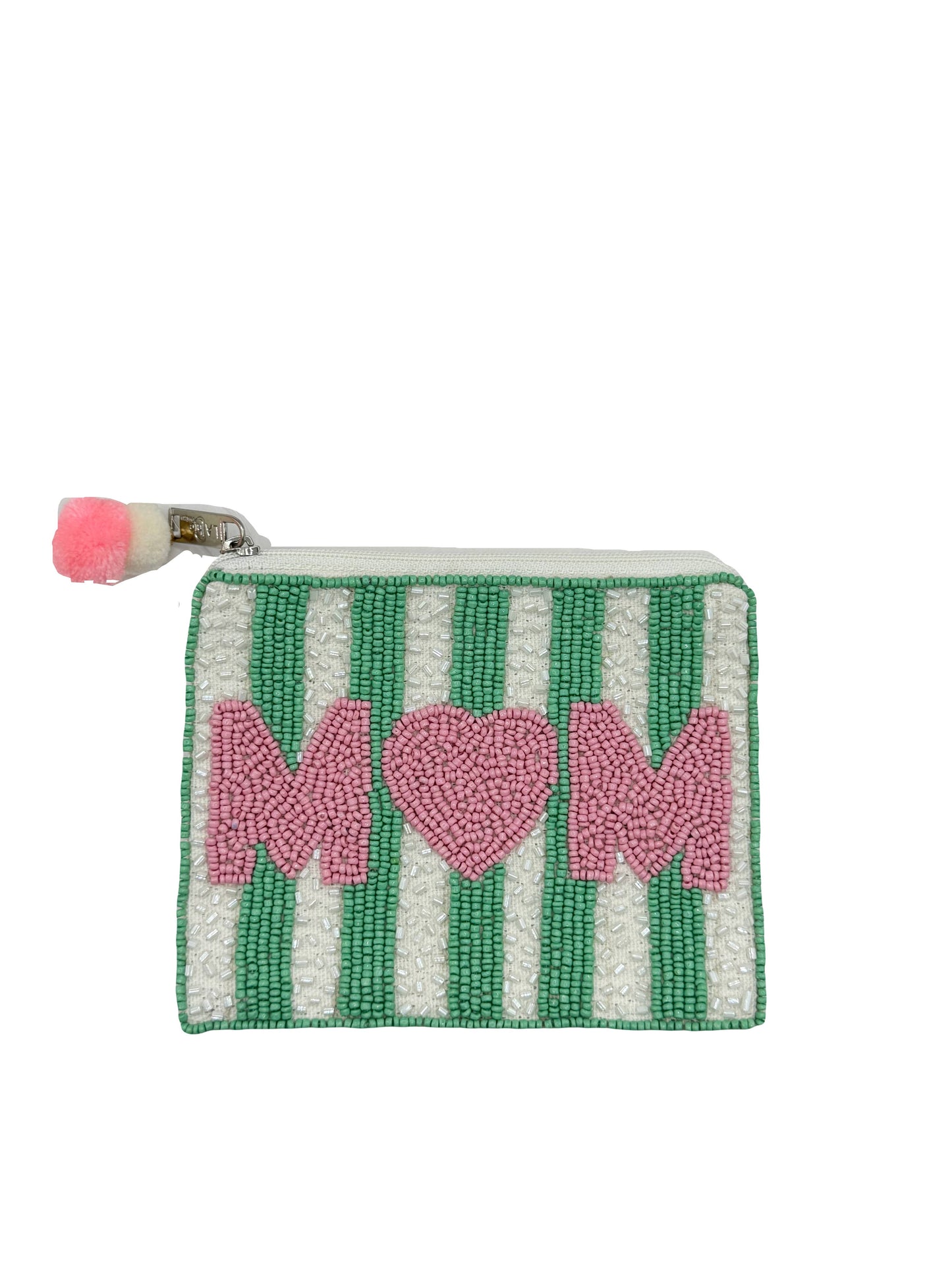 Mom Beaded Coin Pouch
