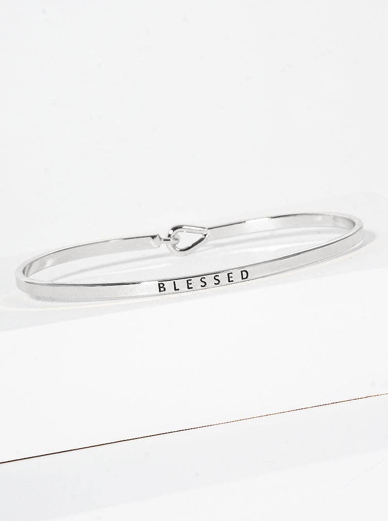 Blessed Engraved Inspirational Bangle Bracelet: Gold
