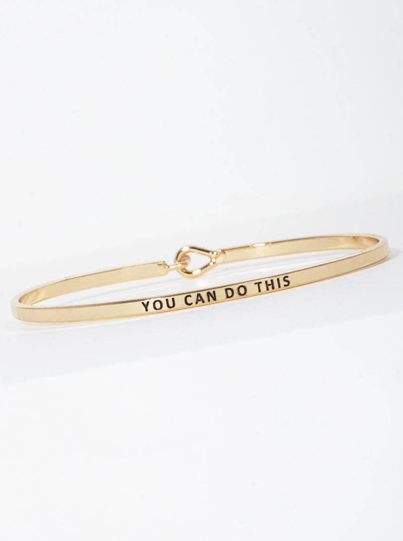 You Can Do This Engraved Inspirational Bangle Bracelet: Rhodium