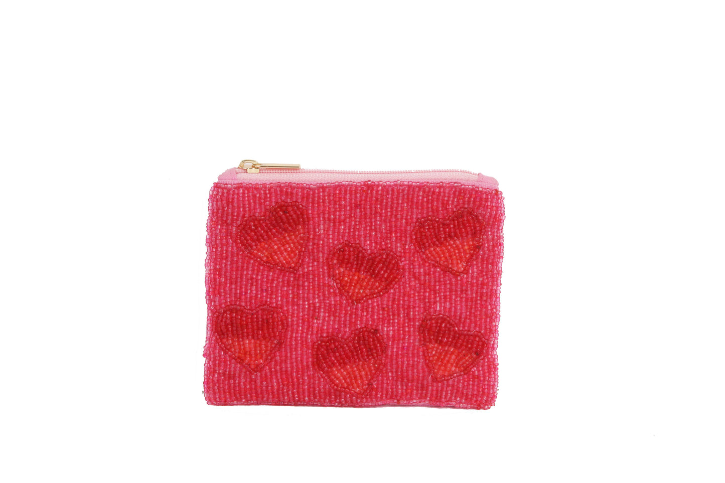 Ladies Fully Beaded RED Multi HEART Coin Purse
