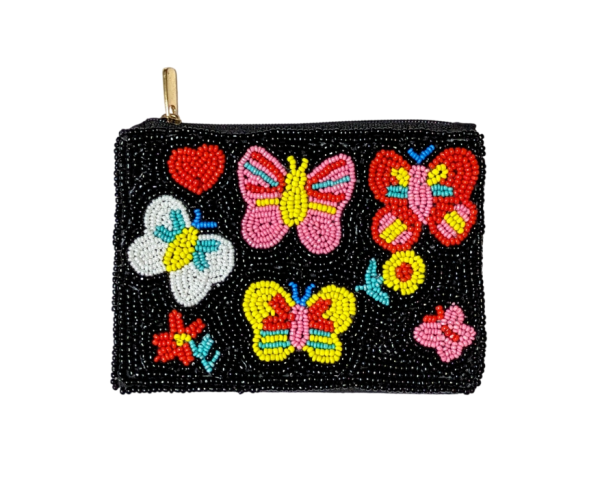 Ladies Fully Beaded Colorful BUTTERFLY Coin Purse