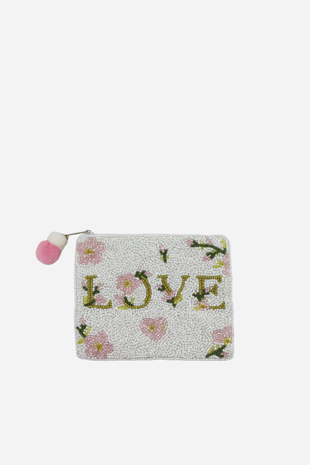Love Floral Beaded Coin Pouch