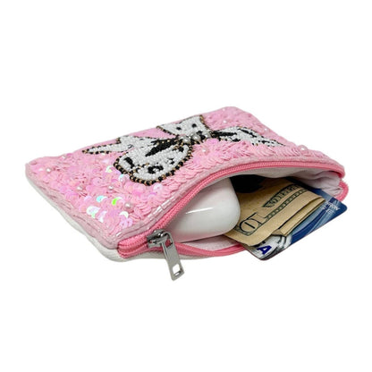 White Black Bow Beaded Pouch Purse