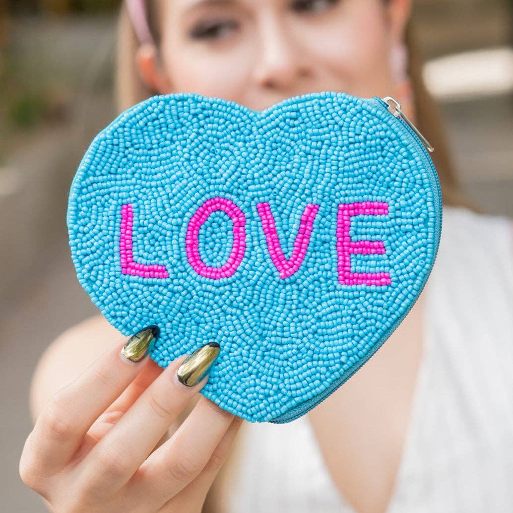 LOVE Beaded Pouch