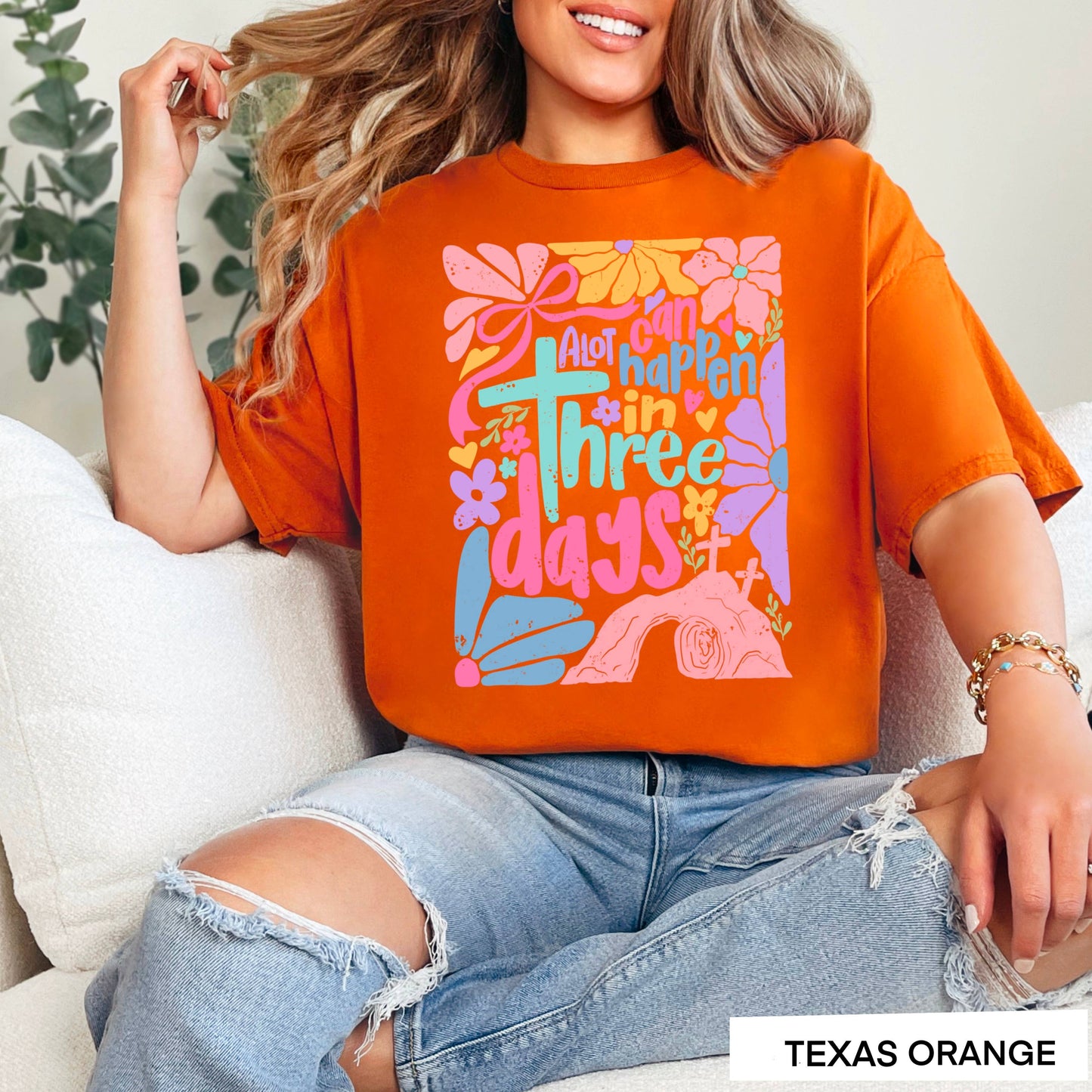 A Lot Can Happen In 3 Days  | Easter Graphic Tee | Gildan: Graphite Heather / XL