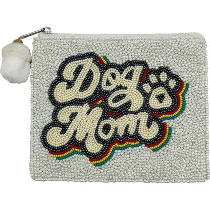 DOG MOM BEADED COIN POUCH