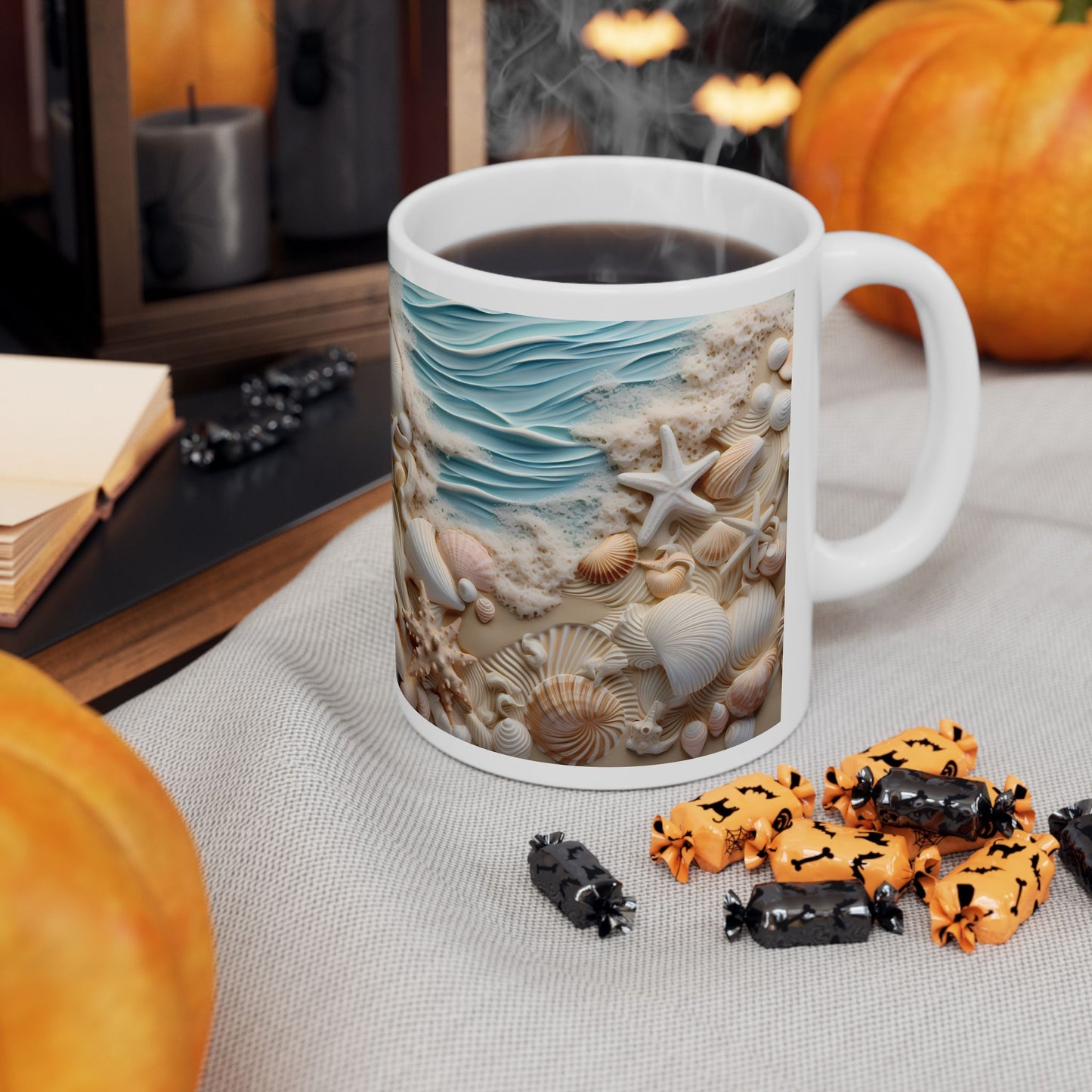 Seashell Symmetry Ceramic Mug – Beach Coastal 11oz & 15oz