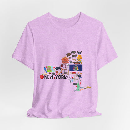 New York State Icons Map T-Shirt — Illustrated NY Landmarks Tee