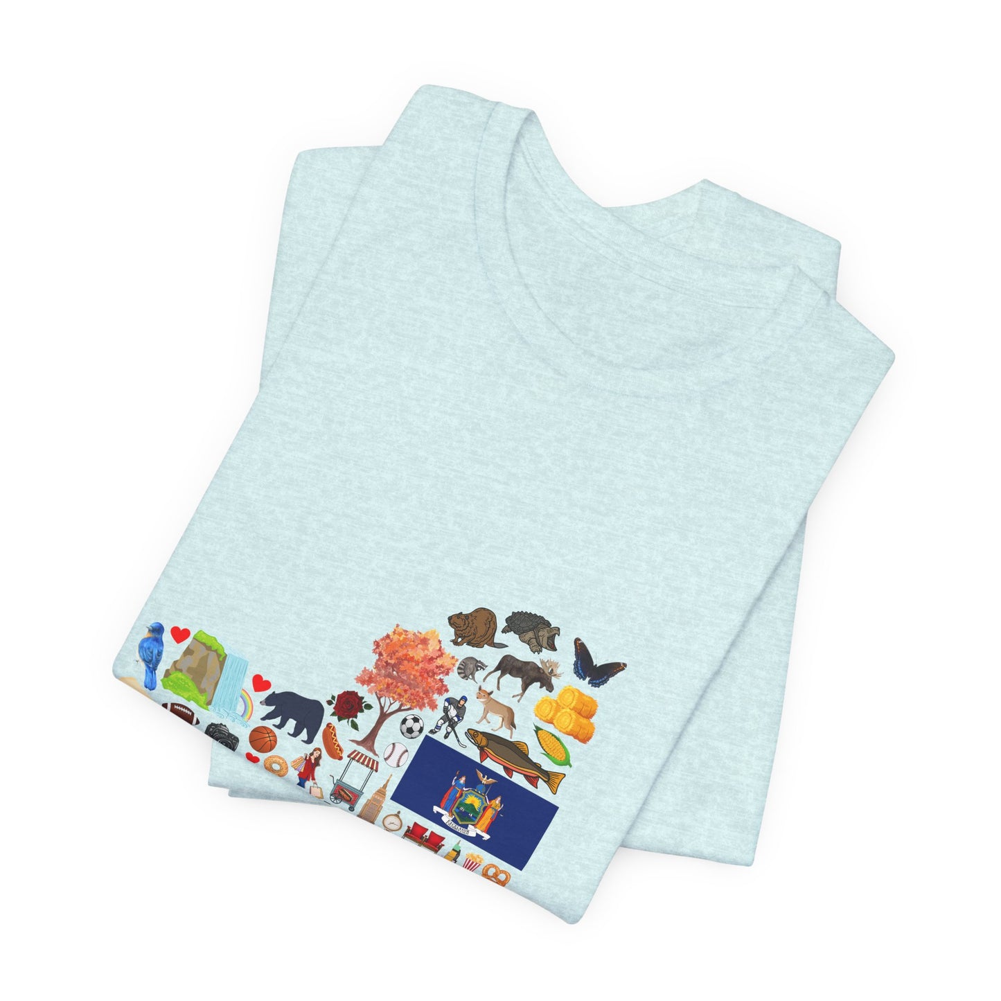 New York State Icons Map T-Shirt — Illustrated NY Landmarks Tee