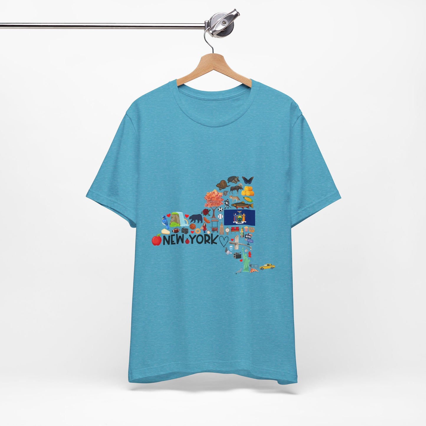 New York State Icons Map T-Shirt — Illustrated NY Landmarks Tee