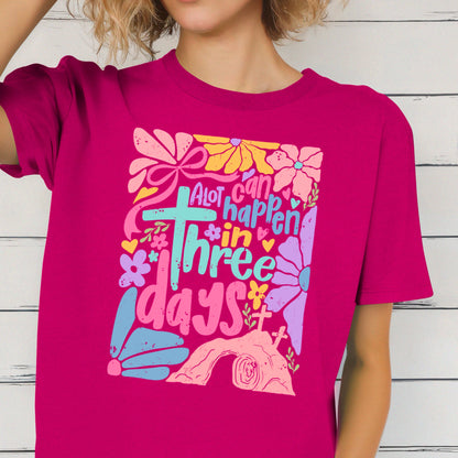 A Lot Can Happen In 3 Days  | Easter Graphic Tee | Gildan: Graphite Heather / Small