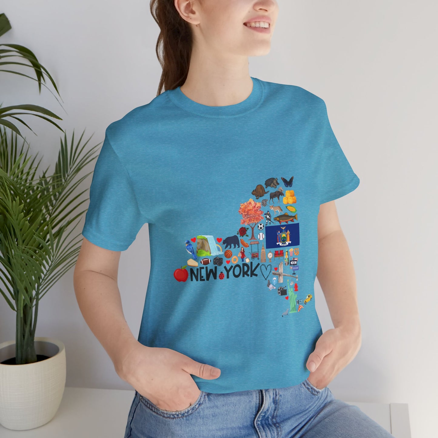 New York State Icons Map T-Shirt — Illustrated NY Landmarks Tee