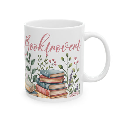 Booklover Floral Ceramic Mug — "Introvert Booklover" 11oz & 15oz
