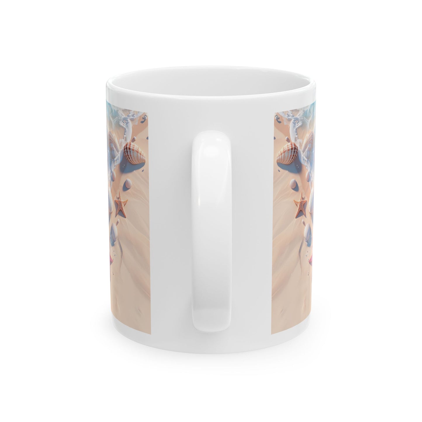 Seashell Shore Ceramic Mug — Ocean Waves Beach Coffee Cup (11oz/15oz)