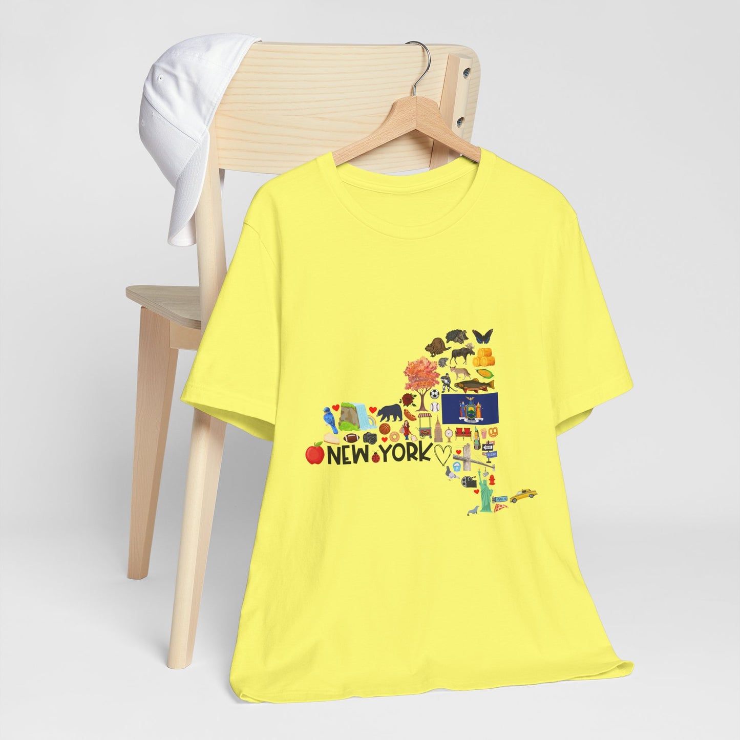 New York State Icons Map T-Shirt — Illustrated NY Landmarks Tee