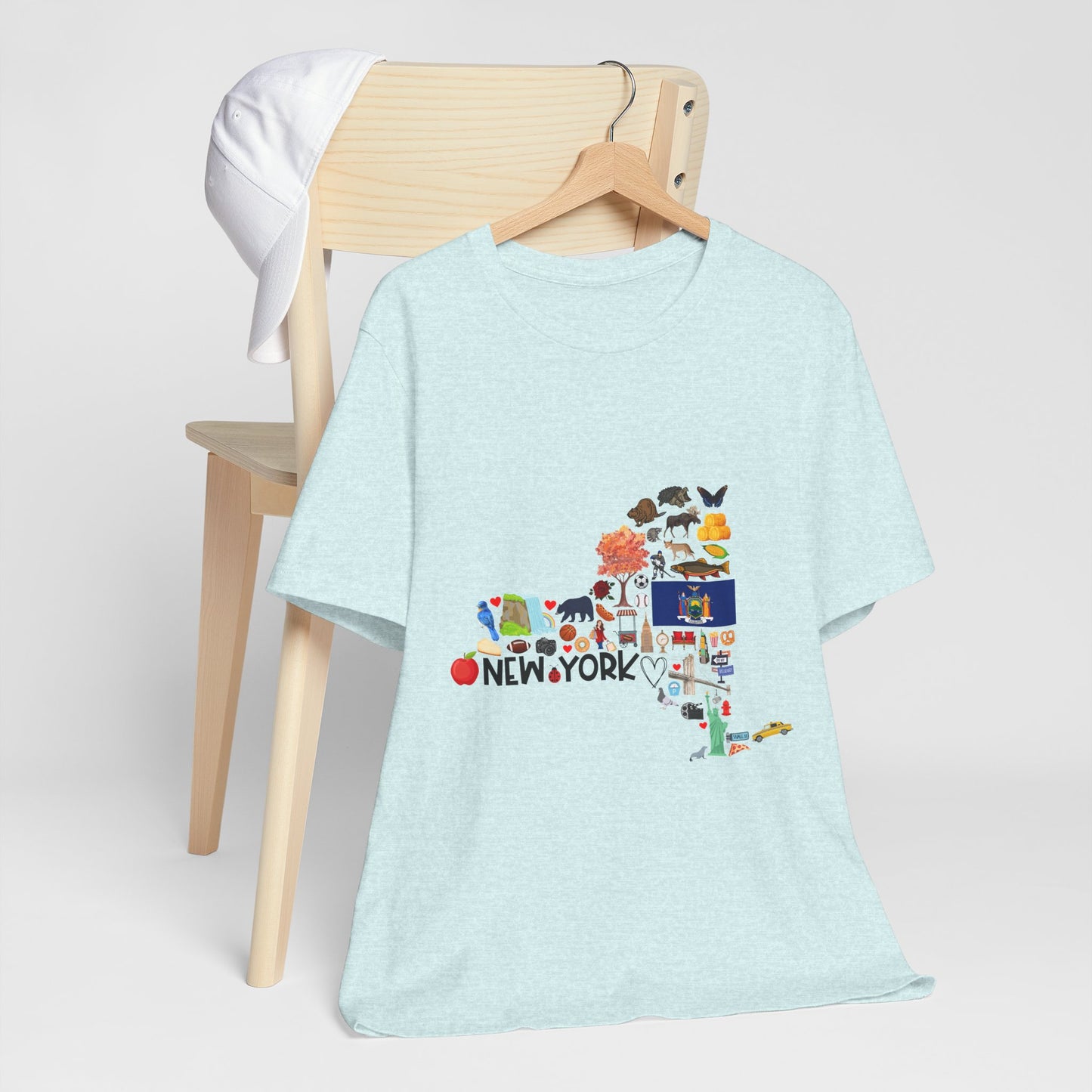 New York State Icons Map T-Shirt — Illustrated NY Landmarks Tee