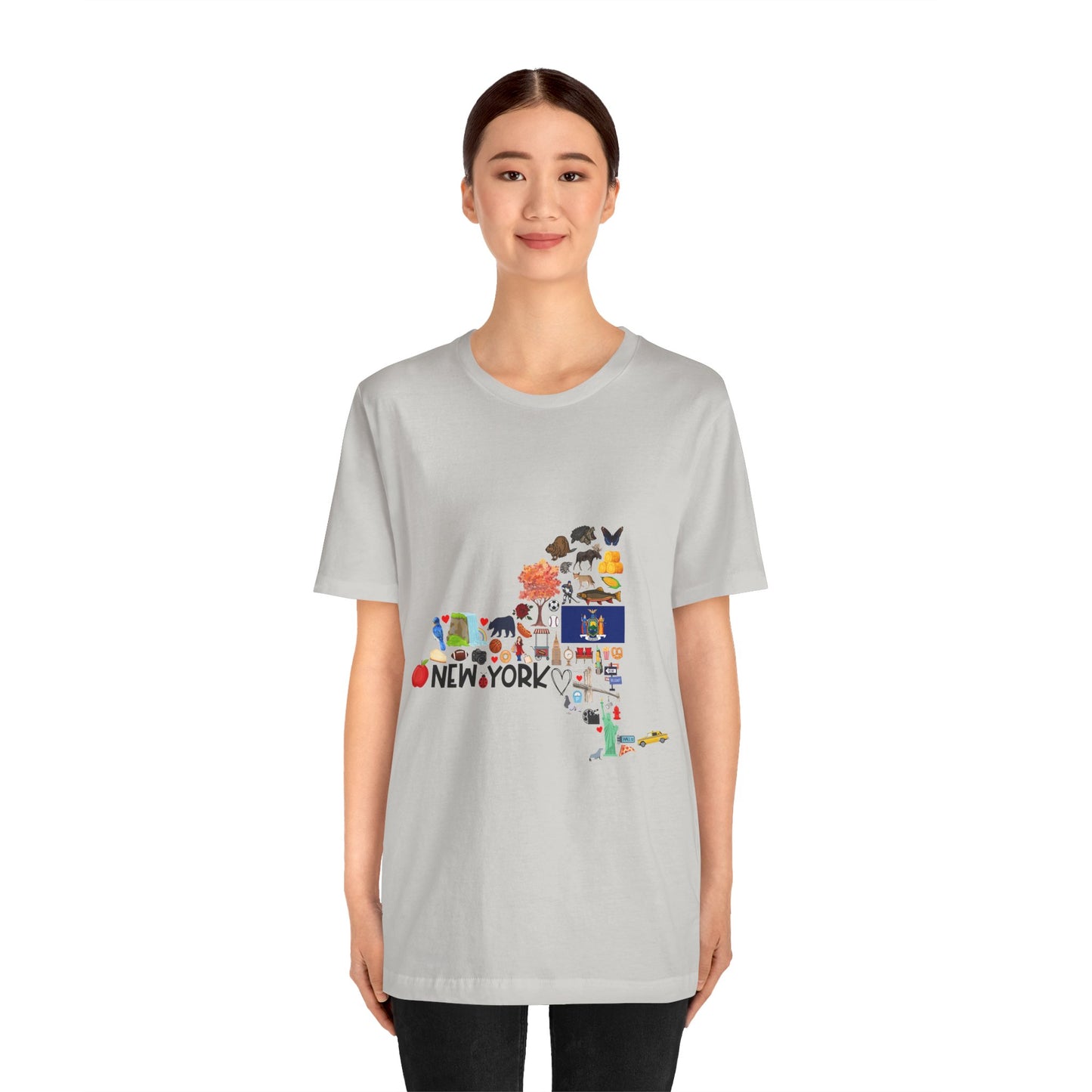 New York State Icons Map T-Shirt — Illustrated NY Landmarks Tee