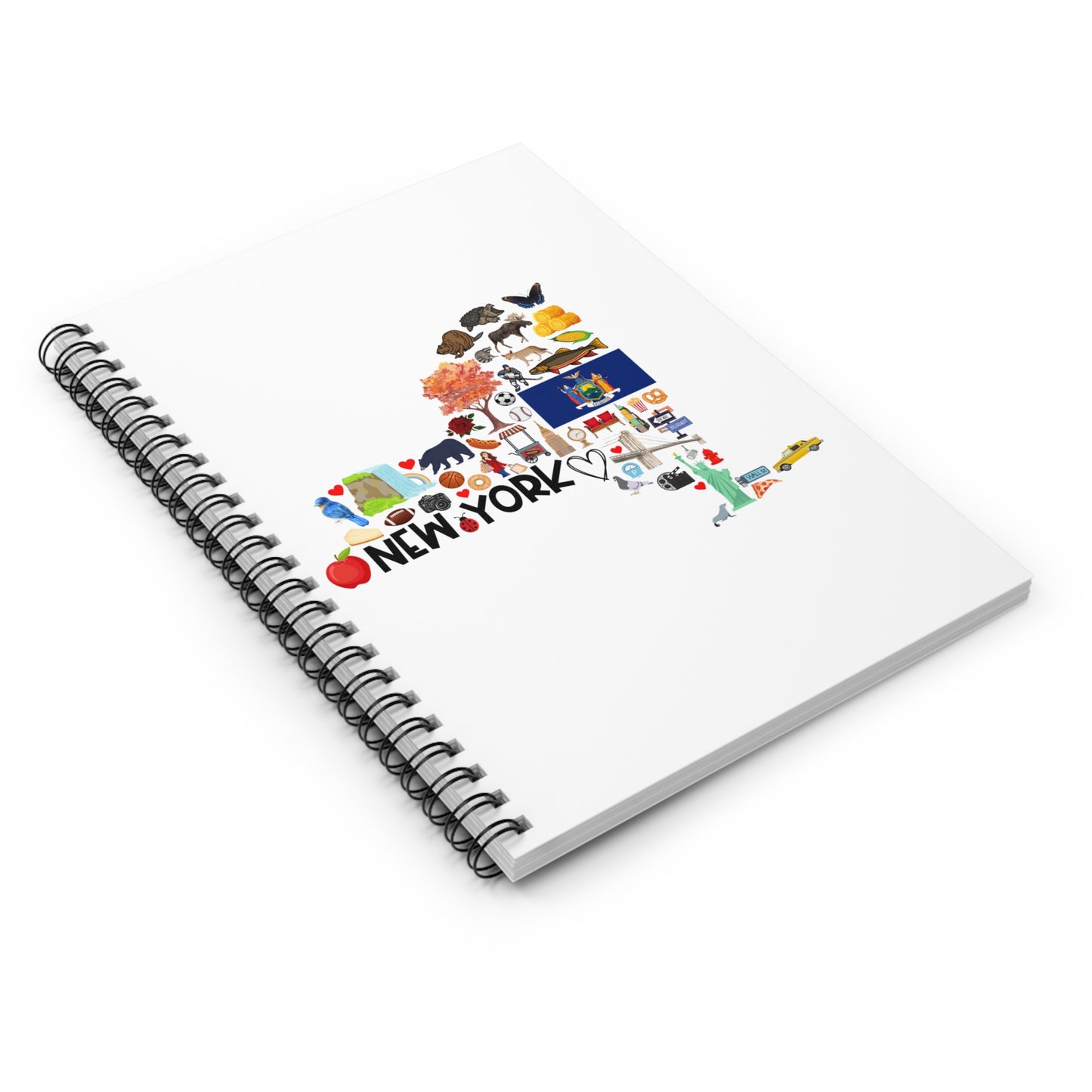 New York State Icon Map Spiral Notebook - Ruled Journal