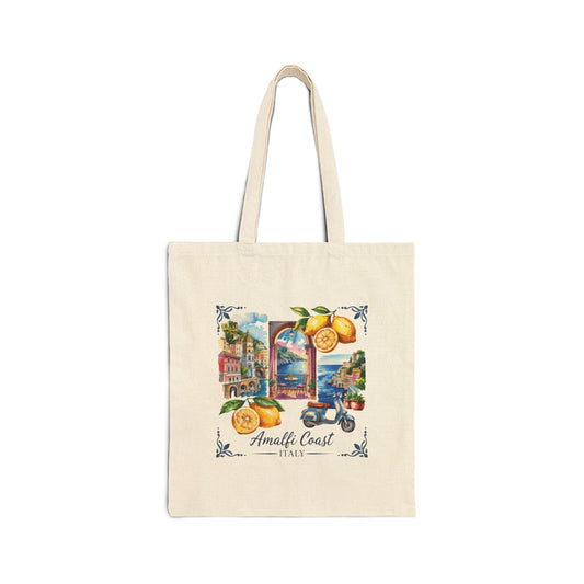 Amalfi Coast Italy Canvas Tote Bag – Citrus Seaside Market Shoulder Tote