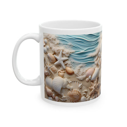Seashell Symmetry Ceramic Mug – Beach Coastal 11oz & 15oz