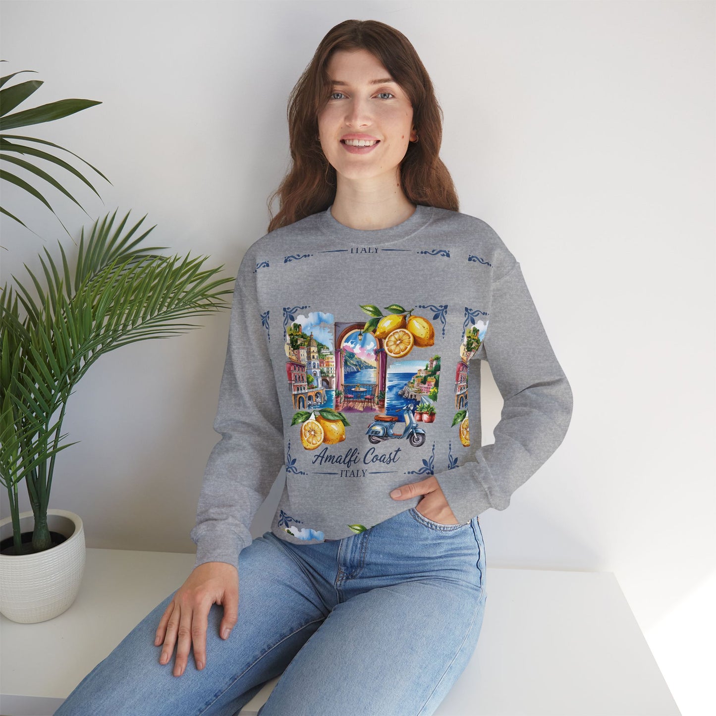 Amalfi Coast Italy Sweatshirt – Vintage Lemon Scenic Crewneck