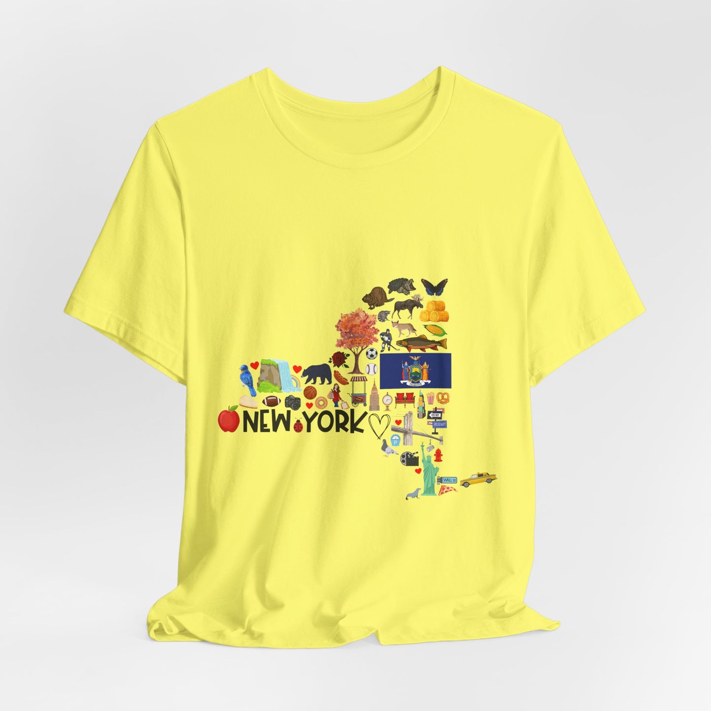 New York State Icons Map T-Shirt — Illustrated NY Landmarks Tee