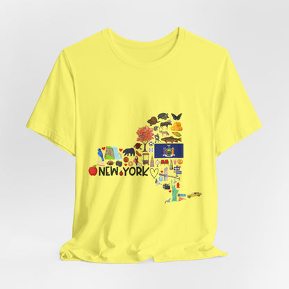 New York State Icons Map T-Shirt — Illustrated NY Landmarks Tee