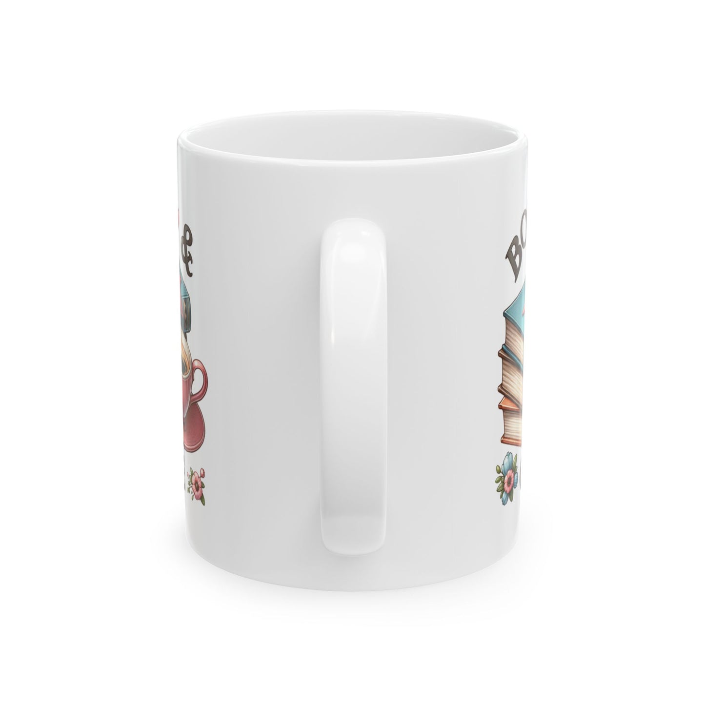 Book Lover Coffee Mug – Retro Stack of Books & Cup Design (11oz, 15oz)