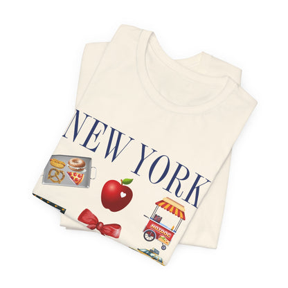New York Icons T-Shirt — NYC Landmarks & Street Food Graphic Tee