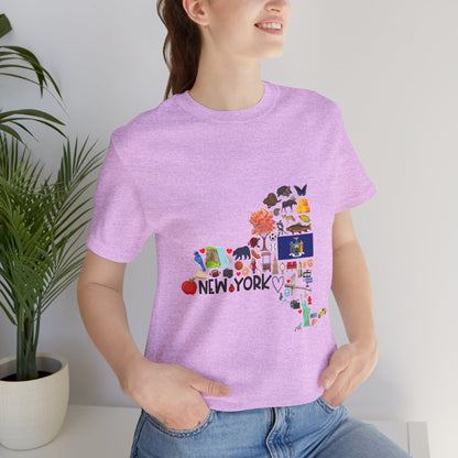 New York State Icons Map T-Shirt — Illustrated NY Landmarks Tee