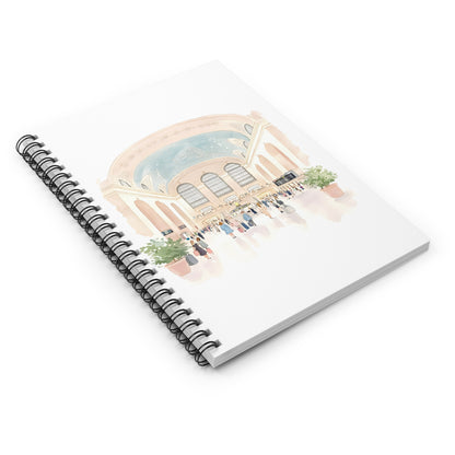 Grand Hallwatercolor Spiral Notebook — Train Station Illustration, Ruled Journal for Travel Notes & Daily Planning