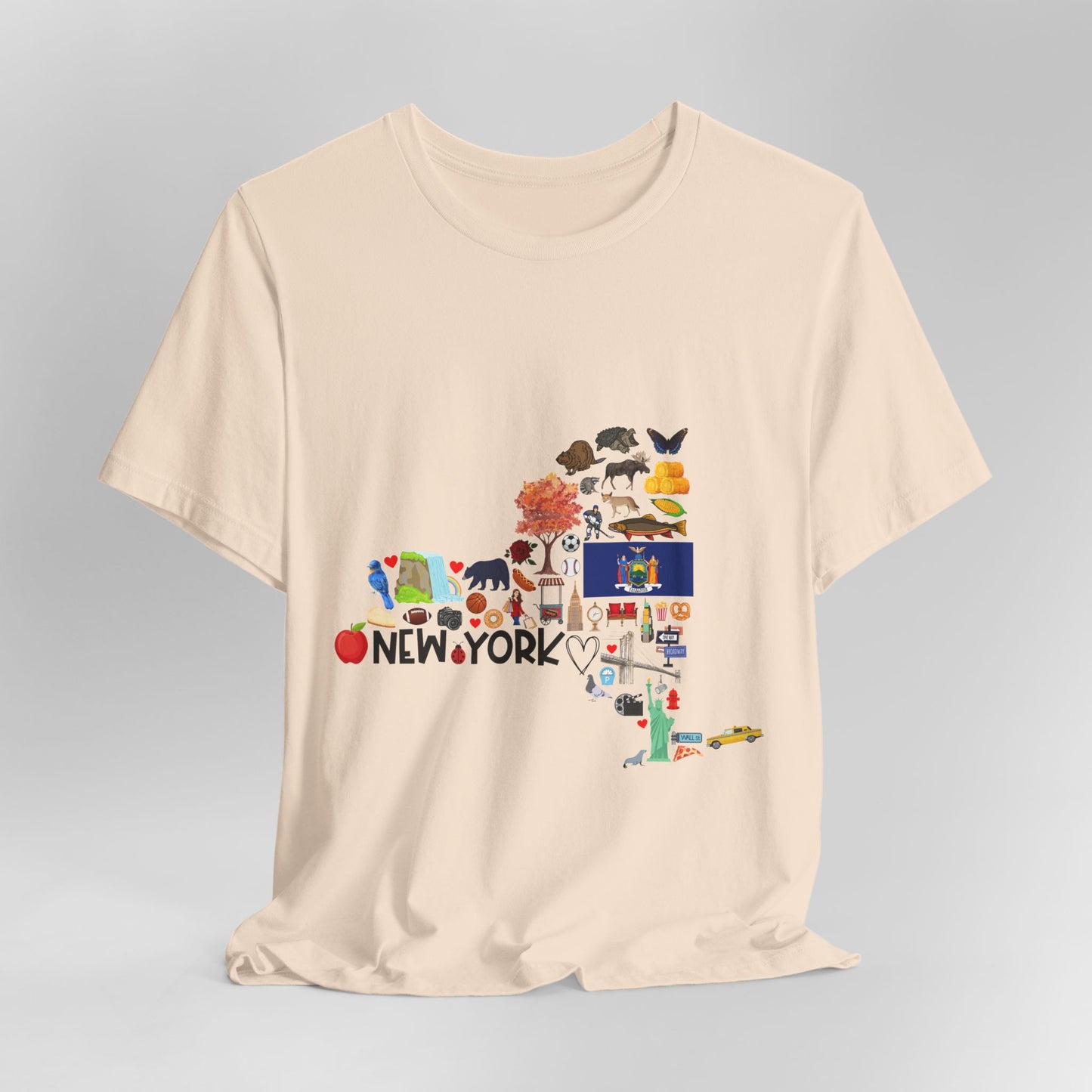 New York State Icons Map T-Shirt — Illustrated NY Landmarks Tee