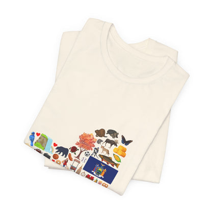 New York State Icons Map T-Shirt — Illustrated NY Landmarks Tee