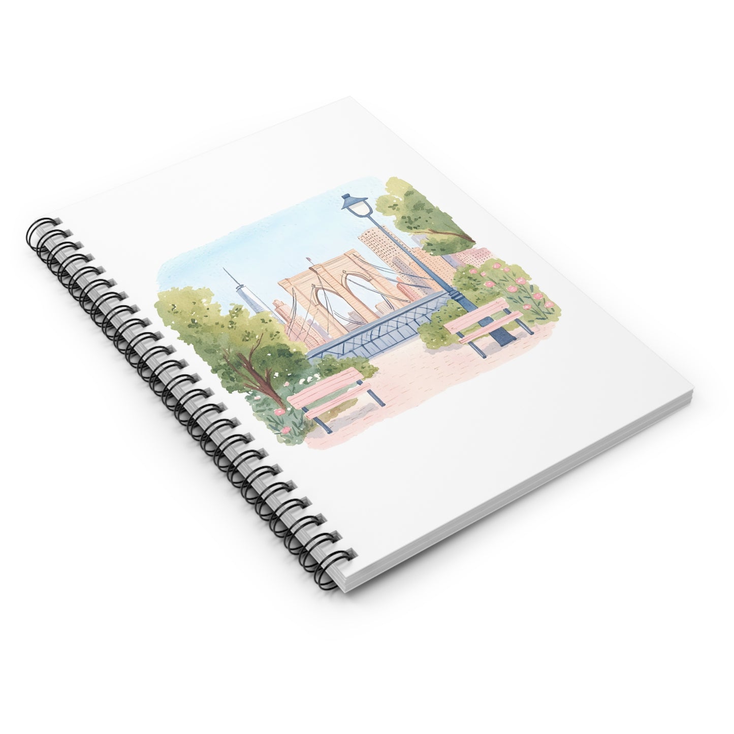 Brooklyn Bridge Watercolor Spiral Notebook — Ruled Journal for Travel Notes & Everyday Sketches