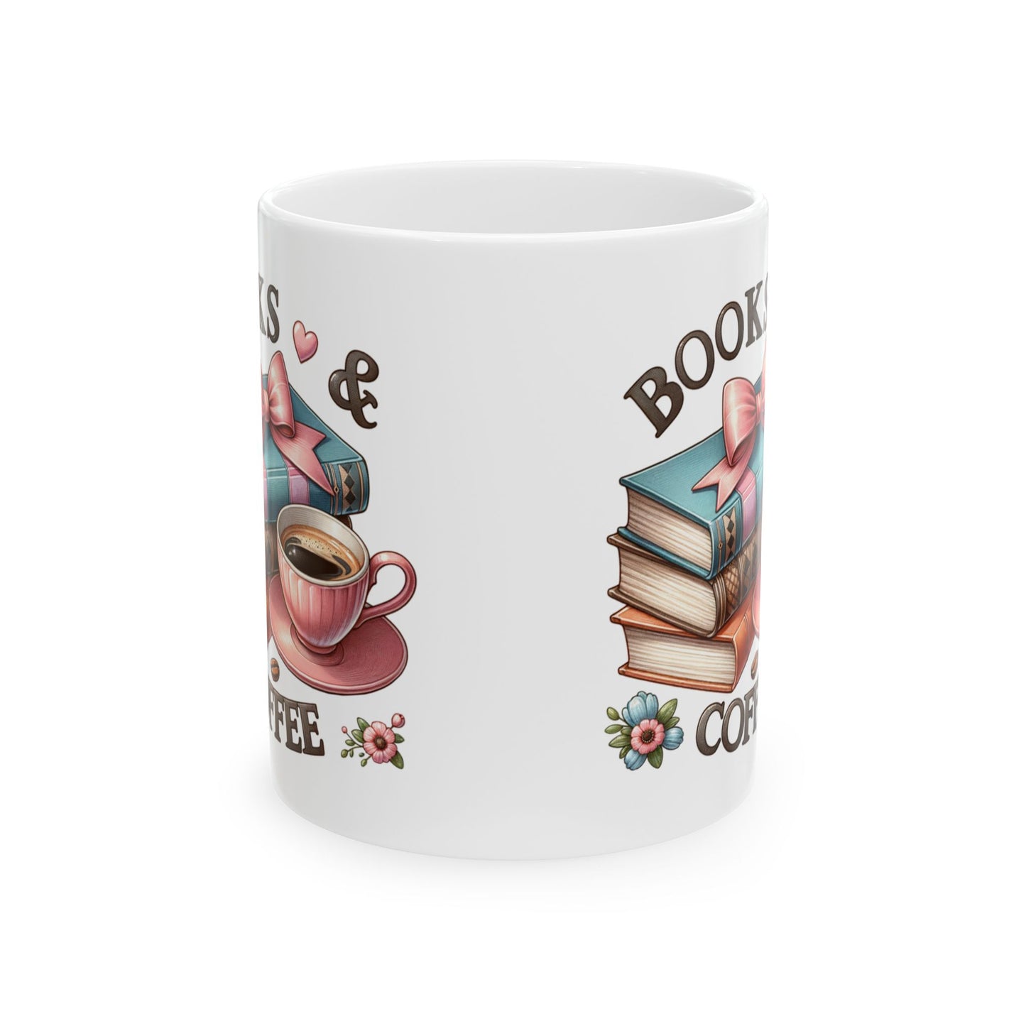 Book Lover Coffee Mug – Retro Stack of Books & Cup Design (11oz, 15oz)