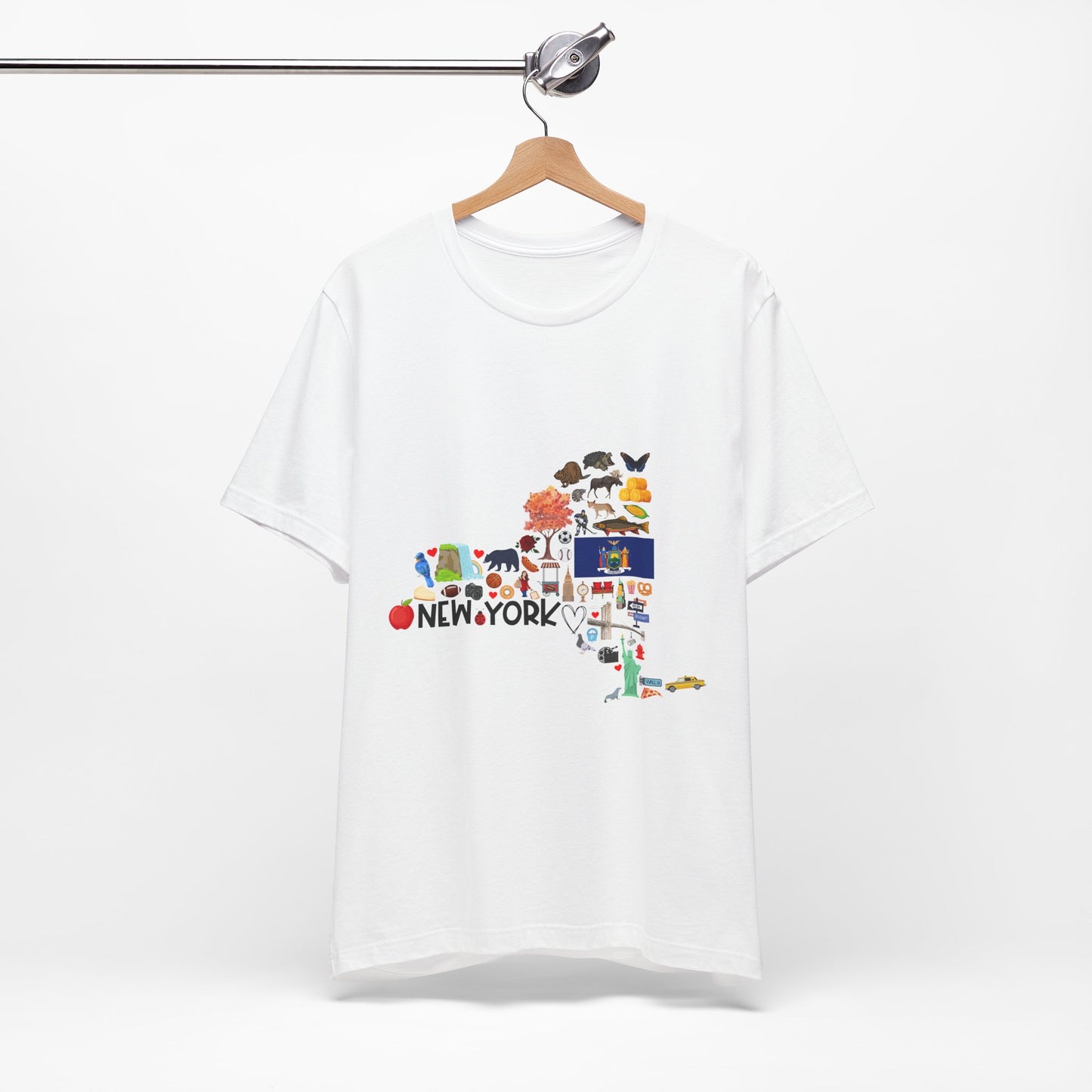 New York State Icons Map T-Shirt — Illustrated NY Landmarks Tee