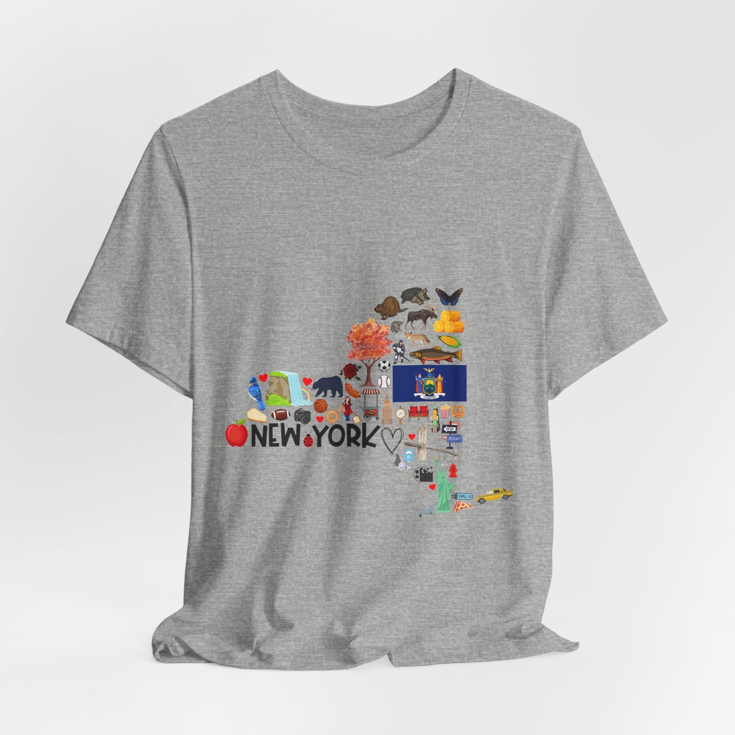 New York State Icons Map T-Shirt — Illustrated NY Landmarks Tee