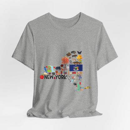 New York State Icons Map T-Shirt — Illustrated NY Landmarks Tee