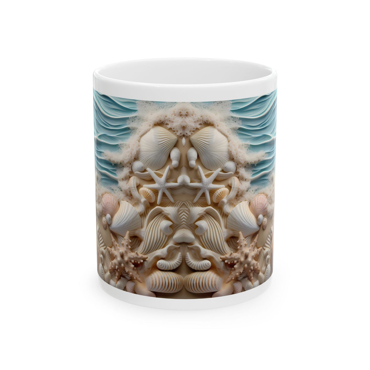 Seashell Symmetry Ceramic Mug – Beach Coastal 11oz & 15oz