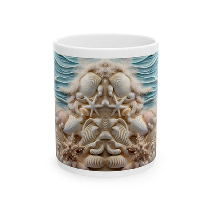 Seashell Symmetry Ceramic Mug – Beach Coastal 11oz & 15oz