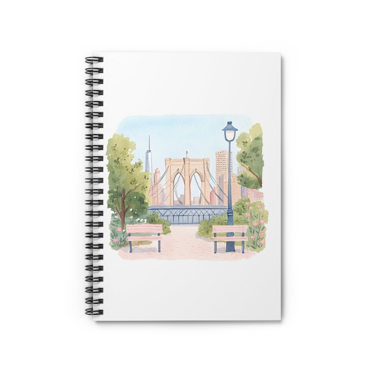 Brooklyn Bridge Watercolor Spiral Notebook — Ruled Journal for Travel Notes & Everyday Sketches