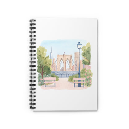 Brooklyn Bridge Watercolor Spiral Notebook — Ruled Journal for Travel Notes & Everyday Sketches