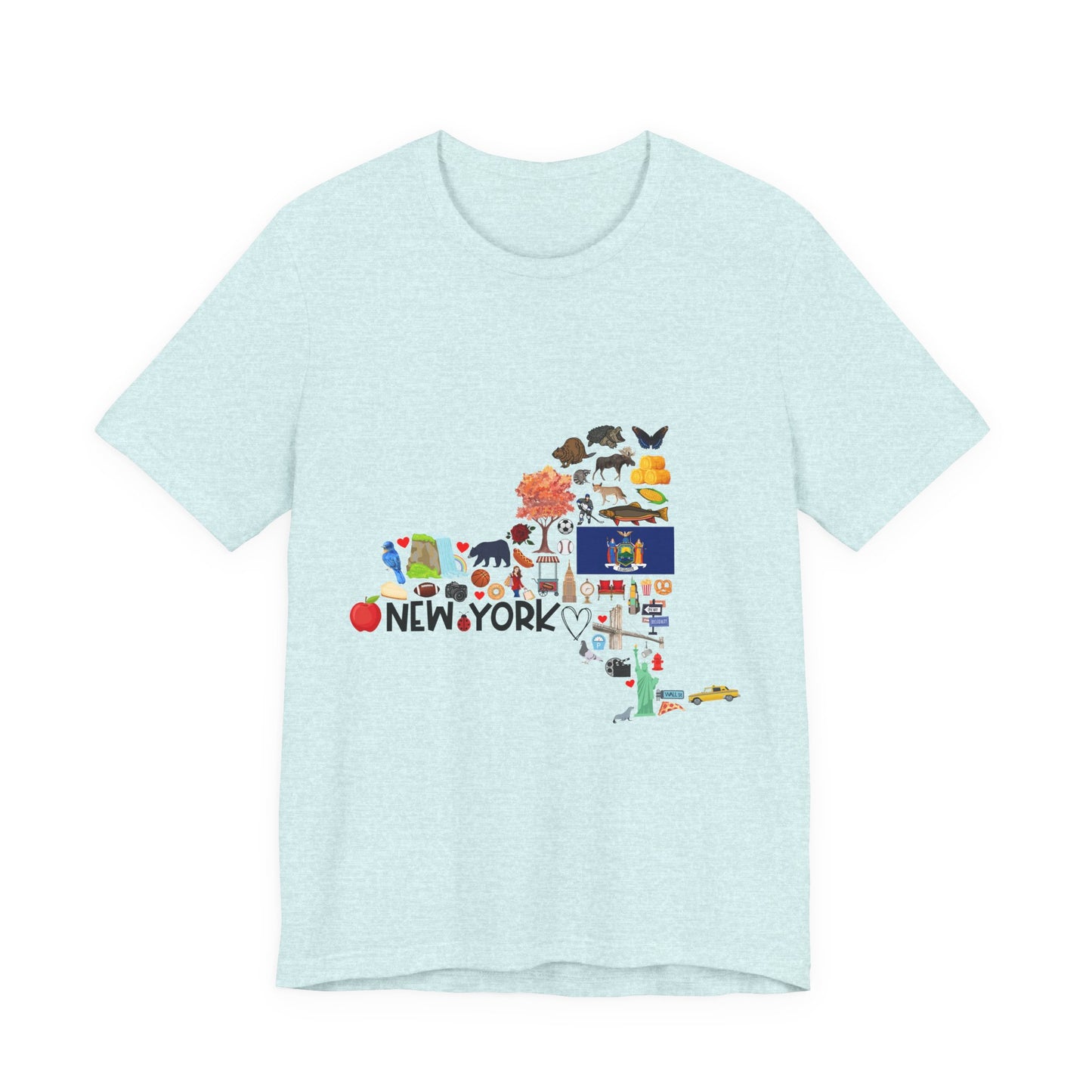 New York State Icons Map T-Shirt — Illustrated NY Landmarks Tee