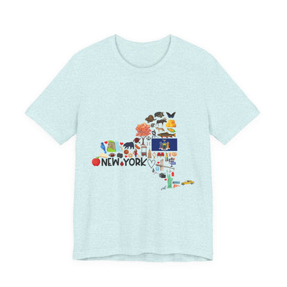 New York State Icons Map T-Shirt — Illustrated NY Landmarks Tee