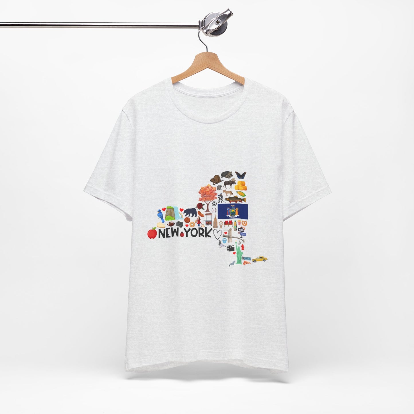New York State Icons Map T-Shirt — Illustrated NY Landmarks Tee