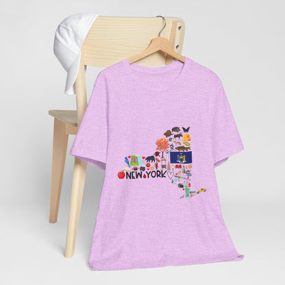 New York State Icons Map T-Shirt — Illustrated NY Landmarks Tee
