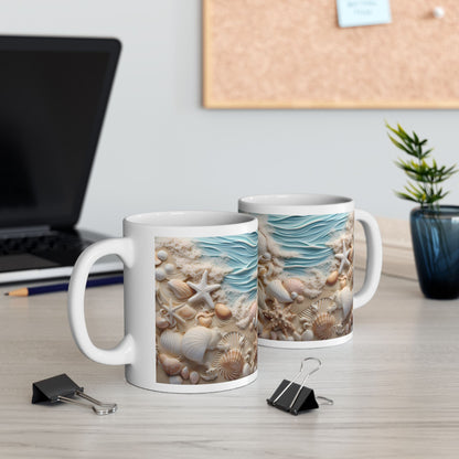 Seashell Symmetry Ceramic Mug – Beach Coastal 11oz & 15oz