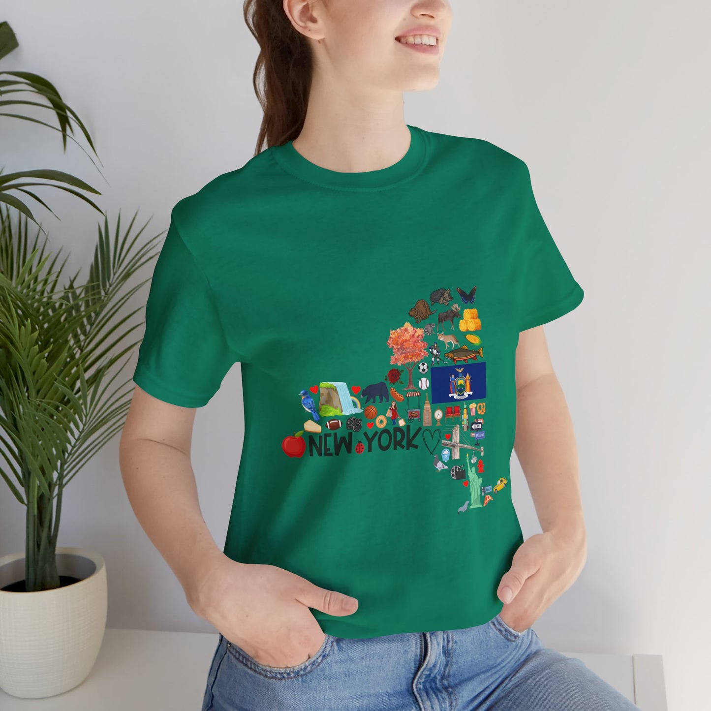 New York State Icons Map T-Shirt — Illustrated NY Landmarks Tee
