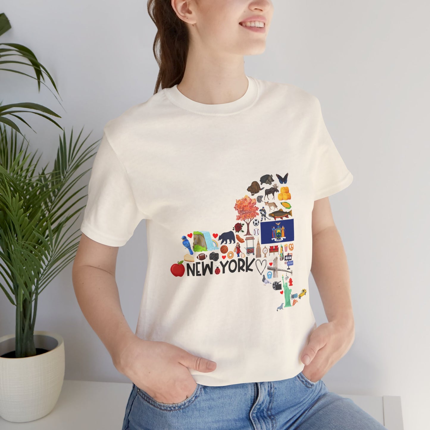 New York State Icons Map T-Shirt — Illustrated NY Landmarks Tee
